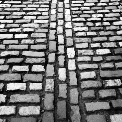Ireland, Dublin, Temple Bar, Cobblestones, black and white photography