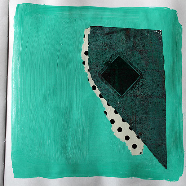 monoprint collage - green